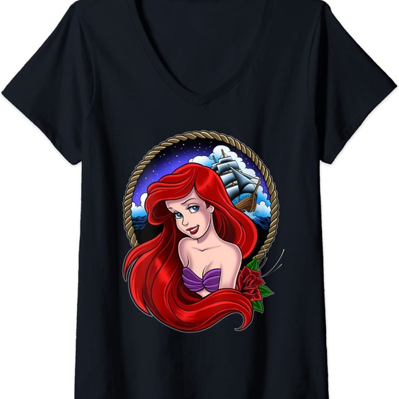 Tops Womens Disney The Little Mermaid Ariel Rope Circle Portrait